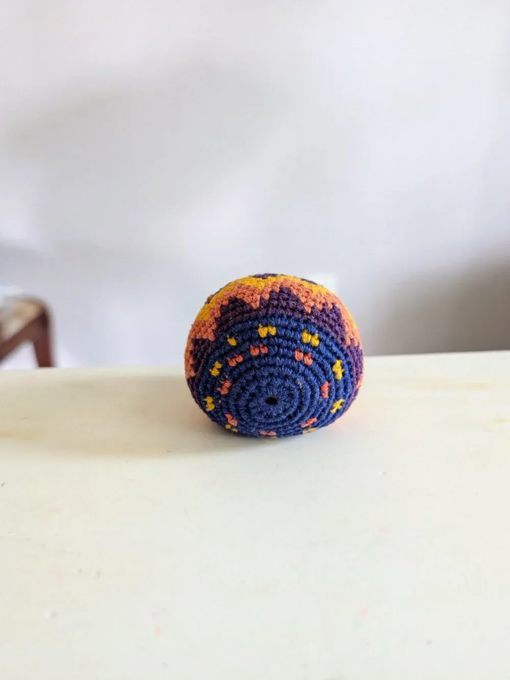 VTG 90s Hacky Sack Footbag Ball Aztec Chevron Multicolor Blue Orange Yellow